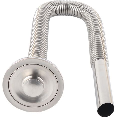 Tuyau d'évacuation d'évier de cuisine en acier inoxydable pour le lavage des légumes, avec couvercle décoratif et anneau désodorisant. Accessoires de vidange pour un seul bac, avec cache décoratif et