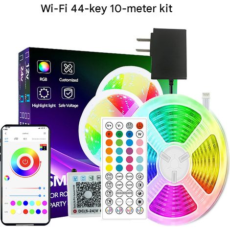Bande LED Wi-Fi RGB 10m – Télécommande, couleurs changeantes, éclairage d'ambiance. (1/5)
