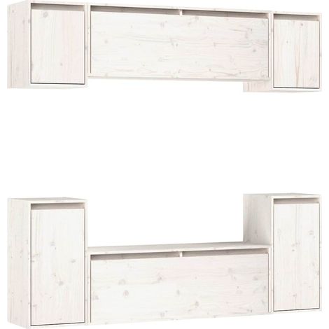 vidaXL Muebles para TV 6 piezas madera maciza de pino blanco (1/2)