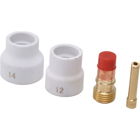 Kit de 4 lentilles à gaz TIG, coupelle en céramique blanche, porte-électrode biseauté court, connecteur pour WP 17 18 26