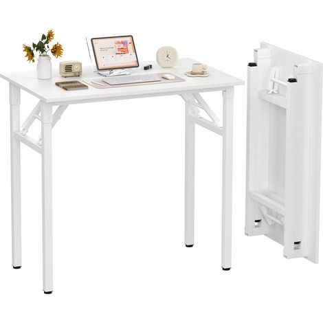 Haloyo® Bureau d’Ordinateur Informatique Pliante, Bureau table meuble, Table d’étude/à dîner Pliable pour Maison/Bureau, 80x50x76cm, blanc