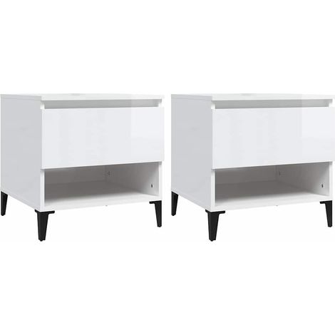 Maison Exclusive - Tavolini 2pz Bianco Lucido 50x46x50 cm in Legno Multistrato (1/5)