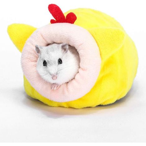 Hamster Small Cotton Nest Hibernation Nest House Cotton Rabbit Nest Winter Warm Cotton Sleeping Nest for Small Animal Mini Hedgehog, Yellow (1/4)