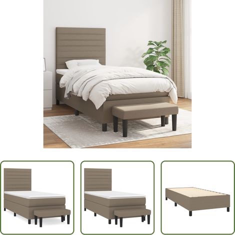 Matratze - Boxspringbett mit Matratze Taupe 100x200 cm Stoff (1/5)