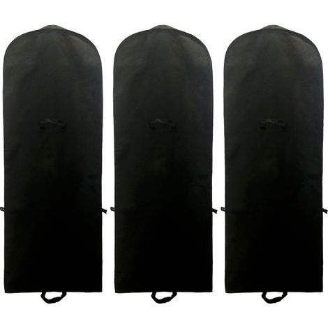 [3er-Set] Atmungsaktive Kleiderhülle (180 cm) für lange Kleidung und Brautkleider, Kleider, Anzüge, Mäntel, Jacken etc., Schwarz (1/5)
