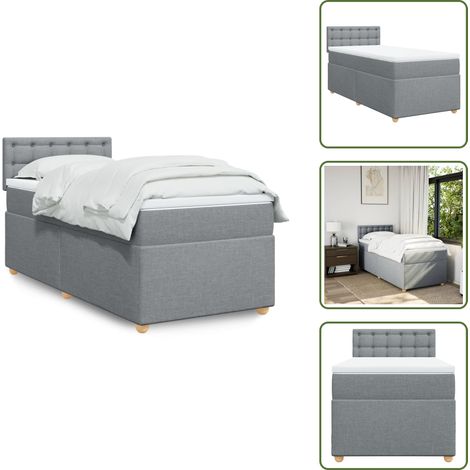 Boxspringbett mit Matratze Hellgrau 90x200 cm Stoff - Boxspringbett - Boxspringbetten - Bett - Schlafzimmermöbel (1/5)