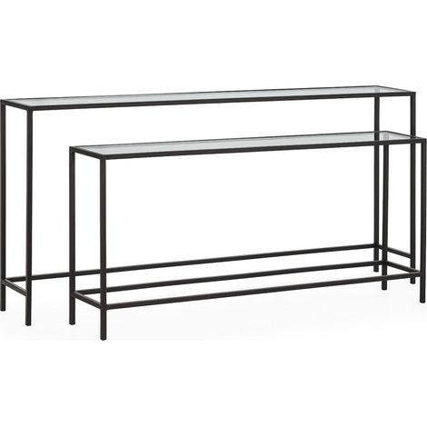 Console en verre et métal noir design élégant pour salon moderne - noir structure métal et verre transparent (1/3)