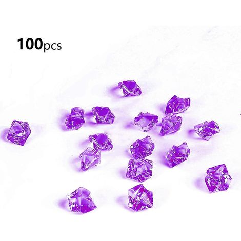 100 pièces de glaçons en acrylique imitation pierre de glace, faux cristaux, glaçons en plastique, diamants et pierres précieuses pour remplir les vases (1/5)