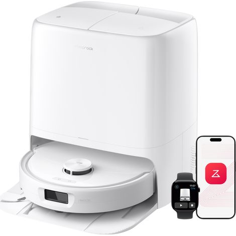 Roborock Qrevo 2 Pro- Robot Aspirateur Laveur, Aspiration HyperForce 25 000 Pa, Double Brosse Anti-Emmêlement, Retrait Automatique des Serpillières sur Tapis, Station Multifonction Autonettoyante Blan (1/5)