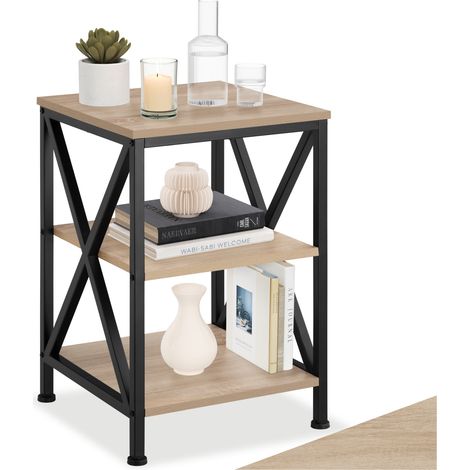 Table d'appoint 40,5 x 60,5 cm en panneau de fibres bois clair (1/5)