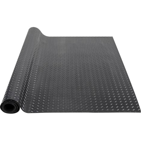 Tapis sol caoutchouc SBR motif diamant 3mm 122x183cm antidérapant garage voiture salle sport noir facile nettoyage (1/5)