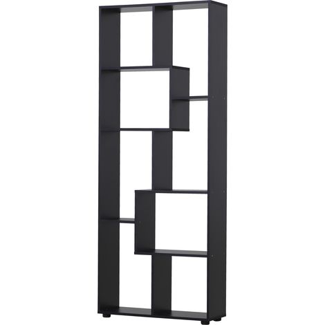 Bibliothèque étagère Zig zag Design Contemporain 70L x 24l x 178H cm Panneaux Particules noir (1/5)