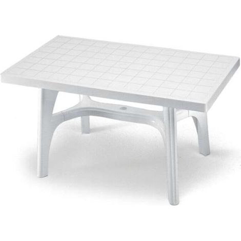 Tavolo da giardino rettangolare in resina cm 140x80xh73 bianco (1/5)