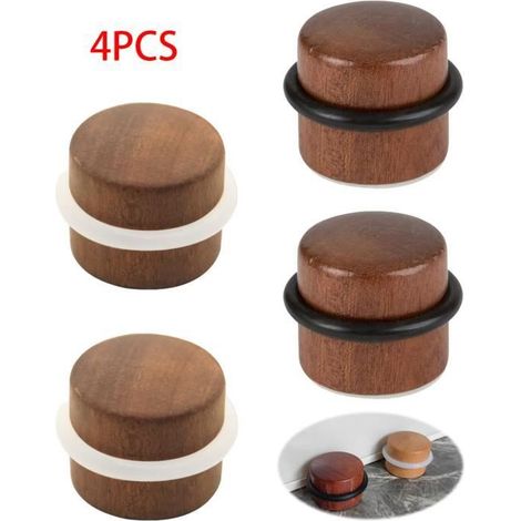 Butée de Porte - Non spécifié - Modèle Non spécifié - Bois Naturel - Adhésif Fort - Lot de 4 Unités (1/4)