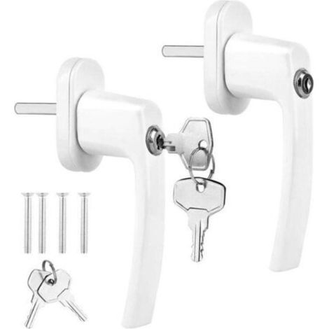 Poignée de fenêtre en aluminium blanc, poignée de fenêtre oscillo-battante avec clé, protection antivol, fenêtre de sécurité enfant，OUYLAF