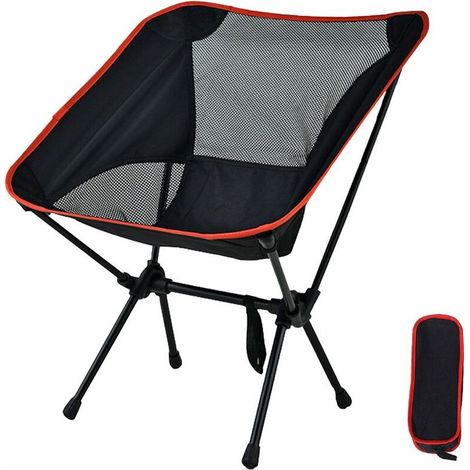 Chaise Pliante Portable de Camping, Tabouret Pliable Compact avec Sac de Rangement, Siège Léger pour Randonnée, Pique-nique et Voyage (Noir) (1/5)
