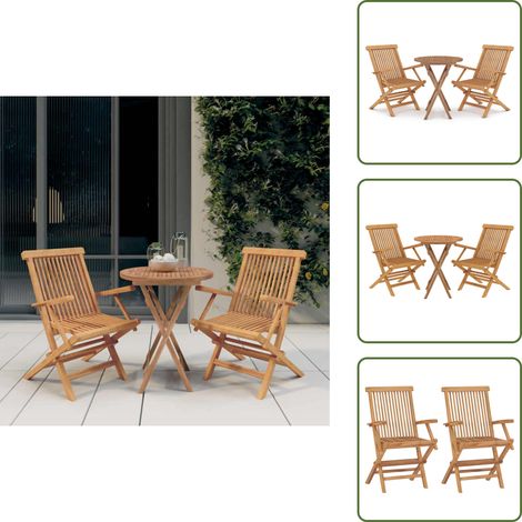 Tavolo in teak - vidaXL Set da Pranzo per Giardino 3 pz in Legno Massello di Teak - Sedie in teak