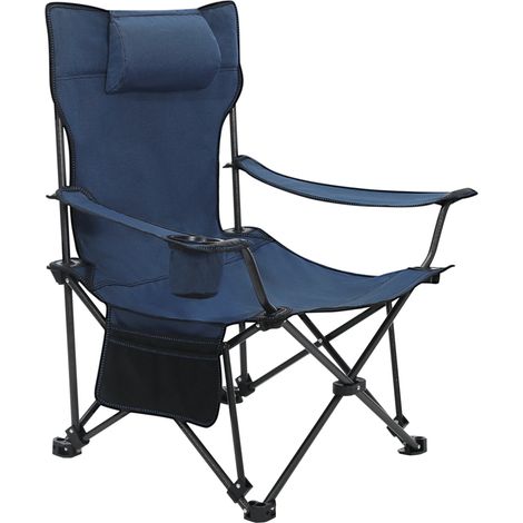 Chaise de camping pliante portable avec repose-pieds extensible et dossier réglable en tissu Oxford 600D - Noir (1/5)
