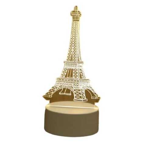 Veilleuse LED 3D Tour Eiffel charmante pour chambre à coucher, chambre d'enfant, etc. (9,2 x 16 cm)