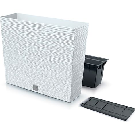 MACETERO COLOR BLANCO, CON DEPÓSITO, COLECCIÓN FURU, DE 58 X 18 X 49,8 CM, CAPACIDAD DE 12 L.