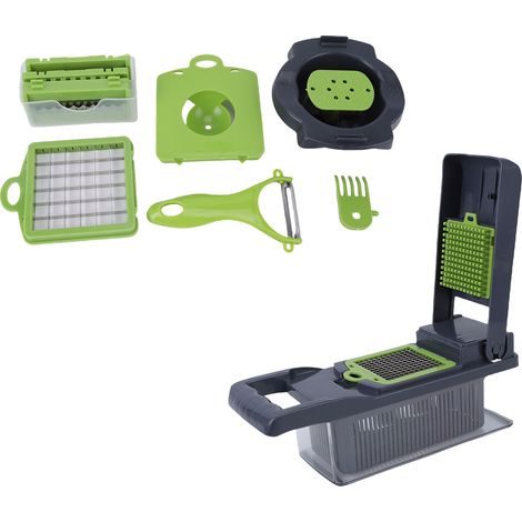 Coupe Légumes 17 en 1 Rectangulaire Aliments avec Container – Carottes Concombres Oignons Pommes de Terre Gadgets Cuisine (1/4)
