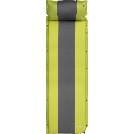 Self-Inflating Camping Mat with Pillow, Green-Gray