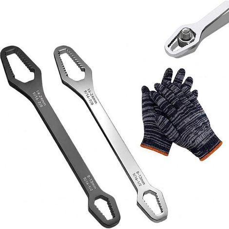 2 pezzi chiave poligonale 8-24 mm + guanti, chiave Torx universale, chiave regolabile, chiave autobloccante a doppia faccia per viti e dadi di varie dimensioni (1/5)