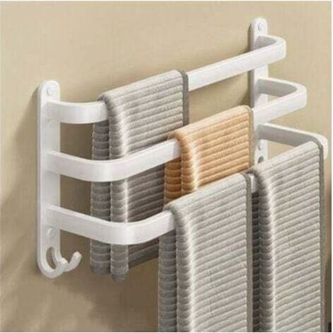 Toallero blanco de pared - Organizador de toallas colgante para baño, no requiere taladro - Triple, 50 cm, organización y elegancia (1/5)