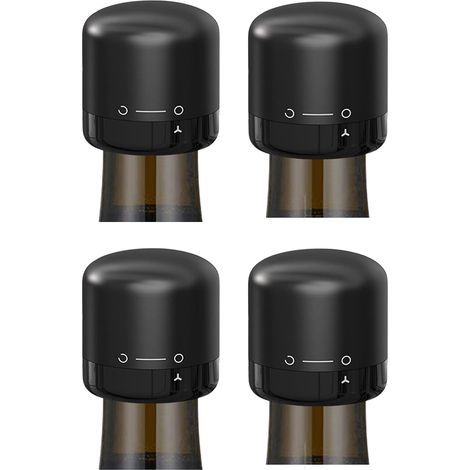 4 bouchons à vin en silicone, petit bouchon et liège lisse pour la conservation, noirs-AquaForge (1/5)