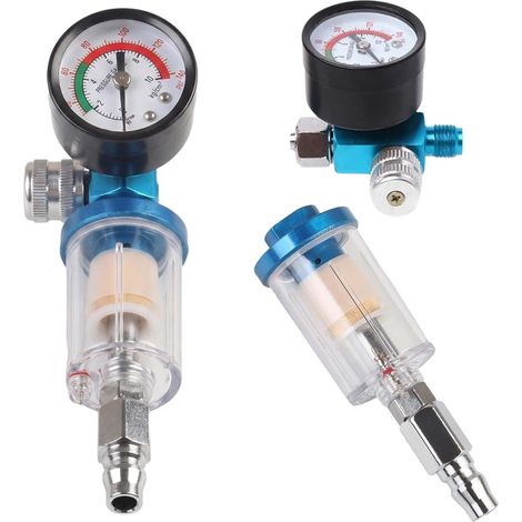 Water Separator Filter, Air Pressure Regulator, Regulator Pressure Gauge, Air Pressure Regulator Separator, 0-12 Bar, Suitable for Compressor Filters (1/5)