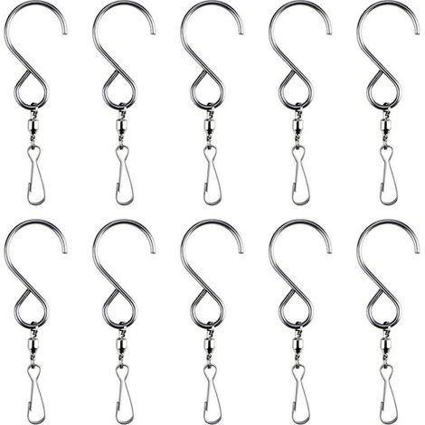 Pince à crochet rotative 10 pièces, pince à crochet rotative coupe-vent S, utilisée pour suspendre des carillons éoliens, des paniers de fleurs, des cages à oiseaux, des accessoires de fête