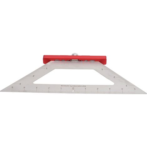 Équerre de menuisier triangulaire à double échelle 140 mm, outil de mesure et de traçage rouge (1/5)