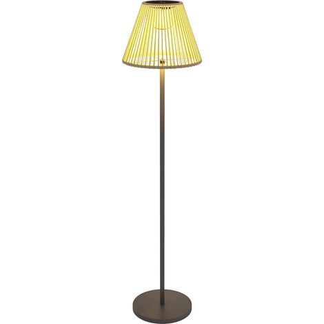Solar-Stehleuchte. Rattan-Optik. Solarleuchte mit Lichtsensor. 25 LEDs. Solarleuchte im Bohème-Stil. Ø 33 x 135 cm (1/5)