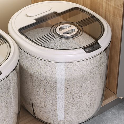 Seau à riz en plastique transparent, étanche aux insectes et à l'humidité, pour le stockage des céréales et autres aliments, grande capacité (30 jin environ 150 jin). (1/4)