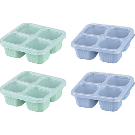 4 Boîte à lunch, Compartiment séparé, Paille de blé, Étanche, École travail voyage (1/5)