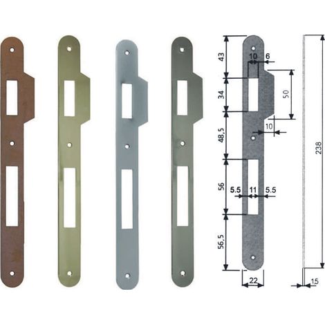 CONTROPIASTRA CON ALETTA PER SERRATURA PATENT A BUSSOLA BORDO TONDO- - acciaio bronzato (B.00590.11.02) - 5 pezzi AGB