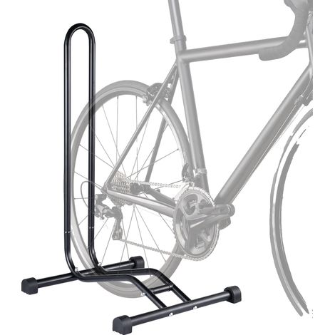 Support de vélo au sol, construction en acier, dimensions 45x41x73 cm, taille de l'emballage 59x15,5x7 cm, adaptabilité de la largeur du pneu avant 3,2-5,8 cm, compatible avec la plupart des modèles d (1/5)