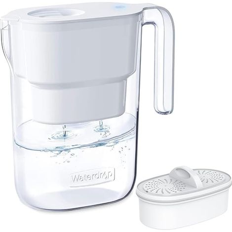 Waterdrop Elfin Fridge Water Filter Jug with 3 Month Filter, 2.5L, Reduces Fluoride, Chlorine and More, NSF Certified, BPA Free, White (Replacement Filter: WD-PF-01A Plus) (1/5)