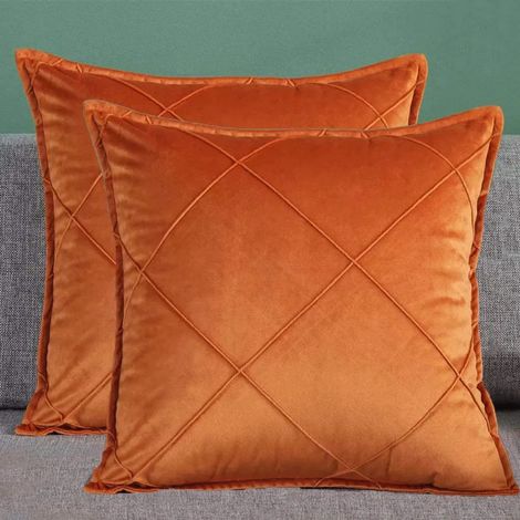 MINKUROW Hochwertiges Samt-Kissenbezug-Set, einfach, weich, dekorativer Kissenbezug für Sofa (45 x 45 cm (2 Orange)) (1/5)