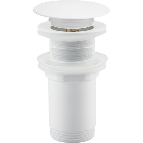 Bonde de lavabo en laiton Click-Clack modèle C universelle pour lavabo 1/4 de pouce sans trop-plein blanche (1/5)