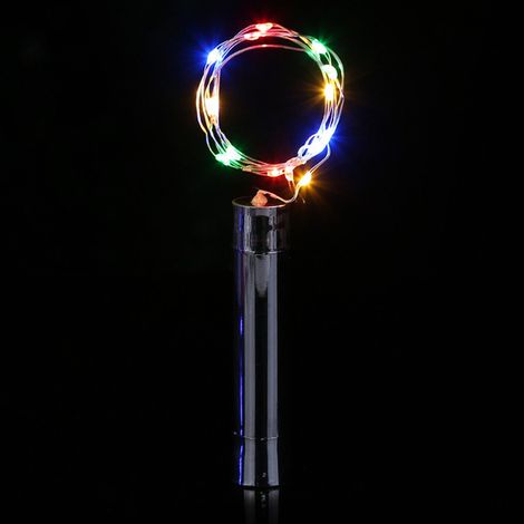 Lot de 10 guirlandes lumineuses pour bouteilles (colorées), 20 LED, alimentées par piles AA (1/5)