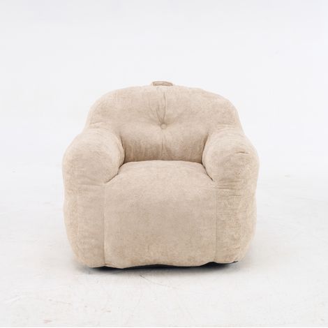 Poltrona sacco con braccioli in pelliccia sintetica beige 95 x 95 x 79 cm MODENUIT (1/5)