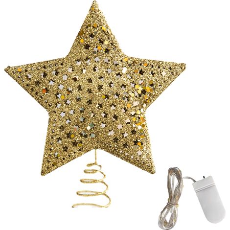 Étoile De Sommet Pour Arbre De Noël - En Fer Forgé Ajouré Avec Barre À Led - Décoration Intérieure Et Extérieure - 1 Pièce (1/5)
