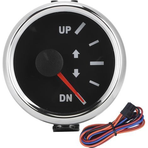 Jauge Trim Bateau 52mm 2in UP DN 0-190 Ohm Indicateur d'Inclinaison Rétroéclairage Rouge Cadran Noir Cadre Argent