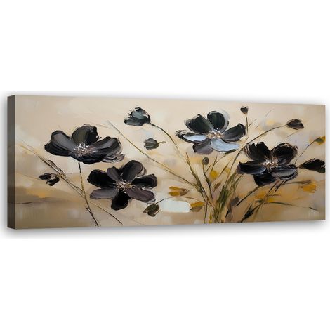 Tableau déco Fleurs de pavot peintes 90x30 (1/5)