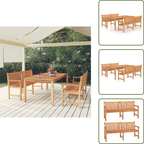The Living Store Set da Pranzo per Giardino 3 pz in Legno Massello di Teak - Tavolo da pranzo in legno