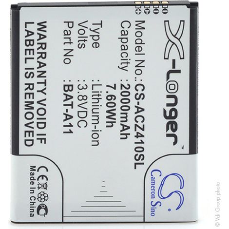 NX - Batterie téléphone, smartphone, GSM pour Acer 3.8V 2000mAh - BAT-A11BAT-A11(1ICP5/