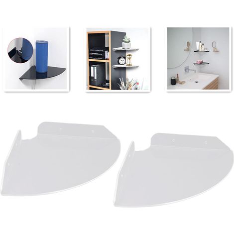 Étagère d'angle flottante pour enceintes de salon, présentoir pour objets de collection dans la chambre, étagère de douche murale transparente pour salle de bain. (1/5)