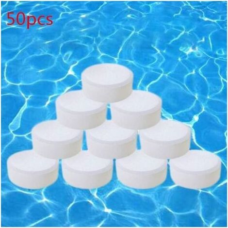 Comprimés de chlore multifonctions pour piscine Comprimés de chlore Comprimés désinfectants instantanés pour piscine Comprimés effervescents au dioxyde de chlore pour piscine et spa (50 comprim (1/4)