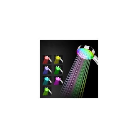 LED-Duschkopf aus ABS, 40 % Wasserersparnis, 7 Farben, automatischer Farbwechsel, hoher Wasserdruck, Ionenschutz, drei Intensitätsstufen. – Crezuo